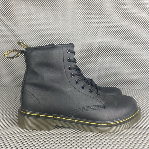Dr Martens 1460 J Boots Mens 4 Womens 5 Black Leather Lace Up Zipper - Picture 1 of 11